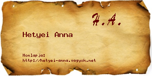 Hetyei Anna névjegykártya