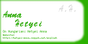 anna hetyei business card